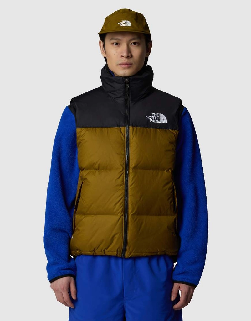 The North Face 1996 retro nuptse vest in green and black